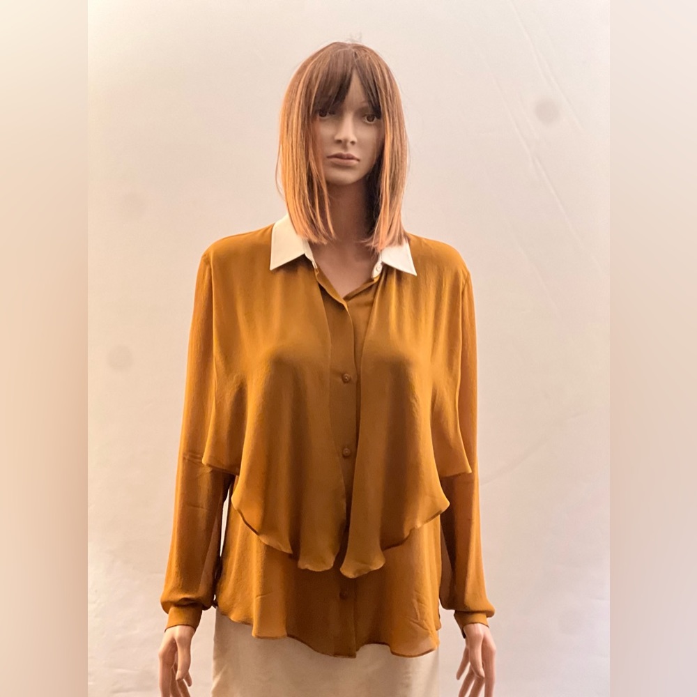Carven Long Sleeve Button-Up Top